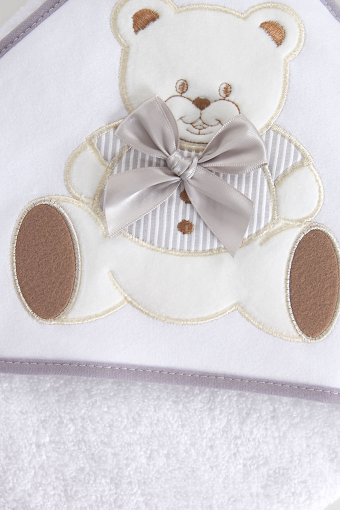 Bear w/ Bow Embroidered Baby Towel