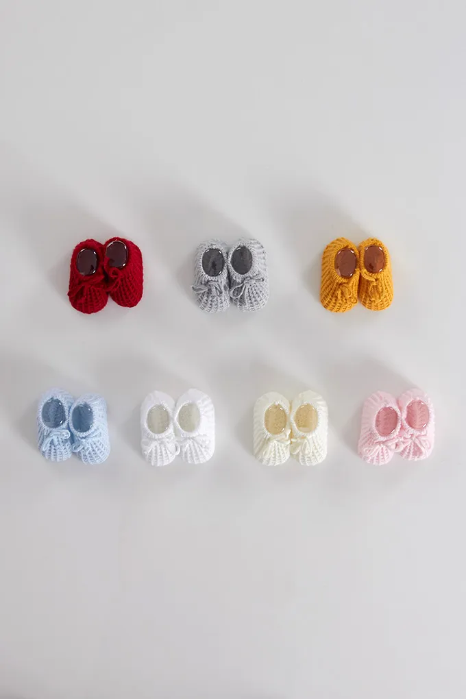 Knitted Ribbon Baby Booties