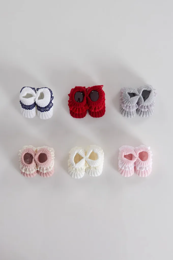 Knitted Laced Baby Booties