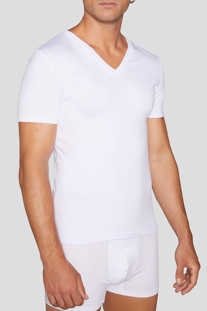 Man V Cleavage Thermal Short Sleeves Shirt
