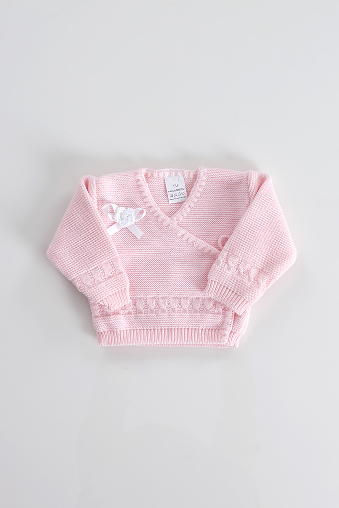 Knitted Open Side Baby Jacket w/ Bow