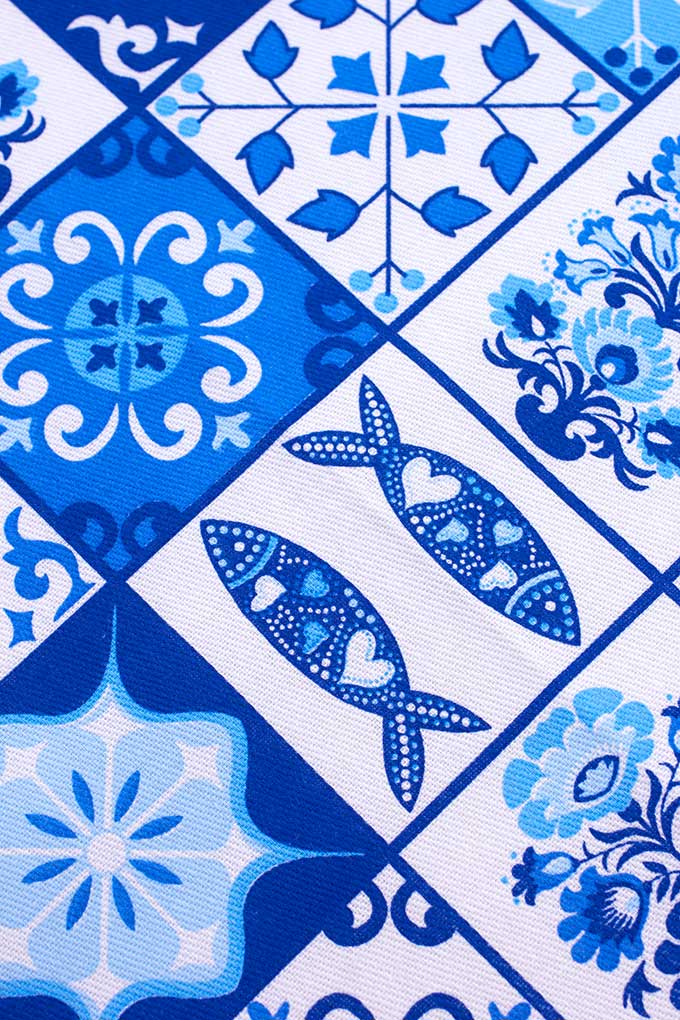 Blue Tiles Traditional Kitchen Cloths