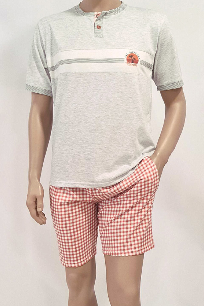 Man Printed Short Sleeve Pyjama Set