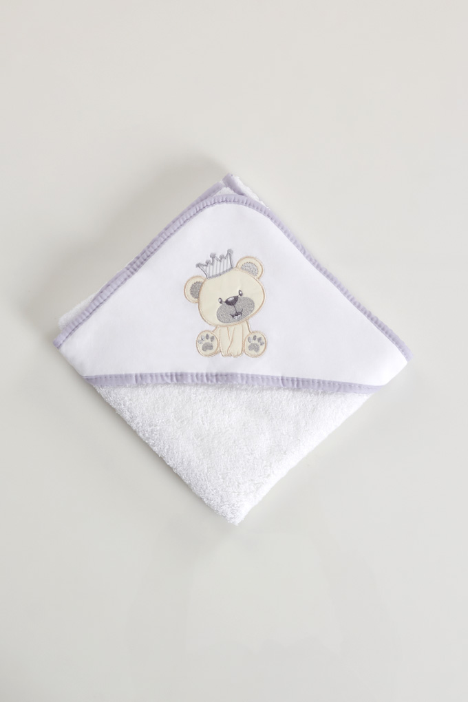 Crown Bear Embroidered Baby Towel