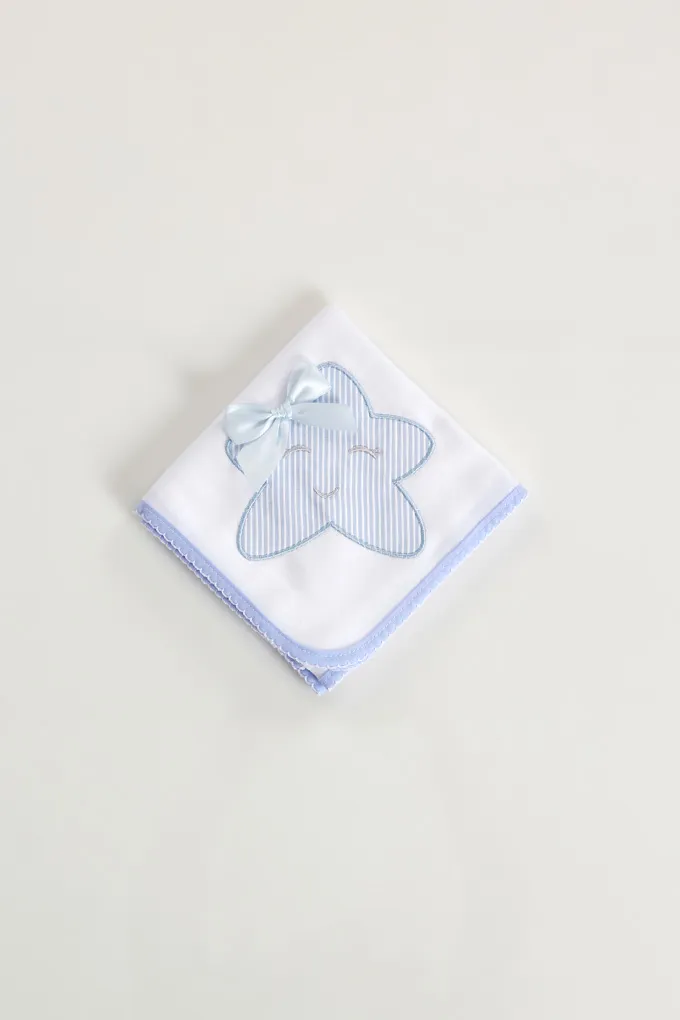 Star w/ Bow Embroidered Burp Cloth