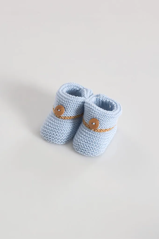 Knitted Baby Booties w/ Button