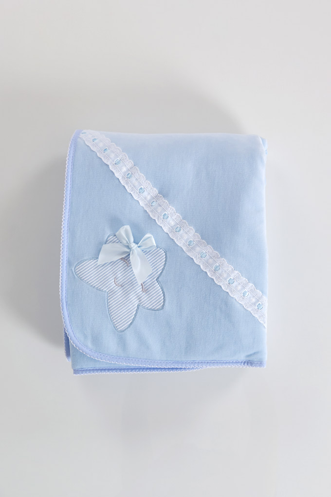 Star w/ Bow Embroidered Velvet Baby Blanket