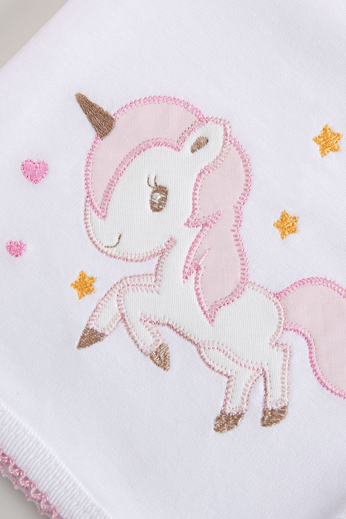 Unicorn Embroidered Burp Cloth