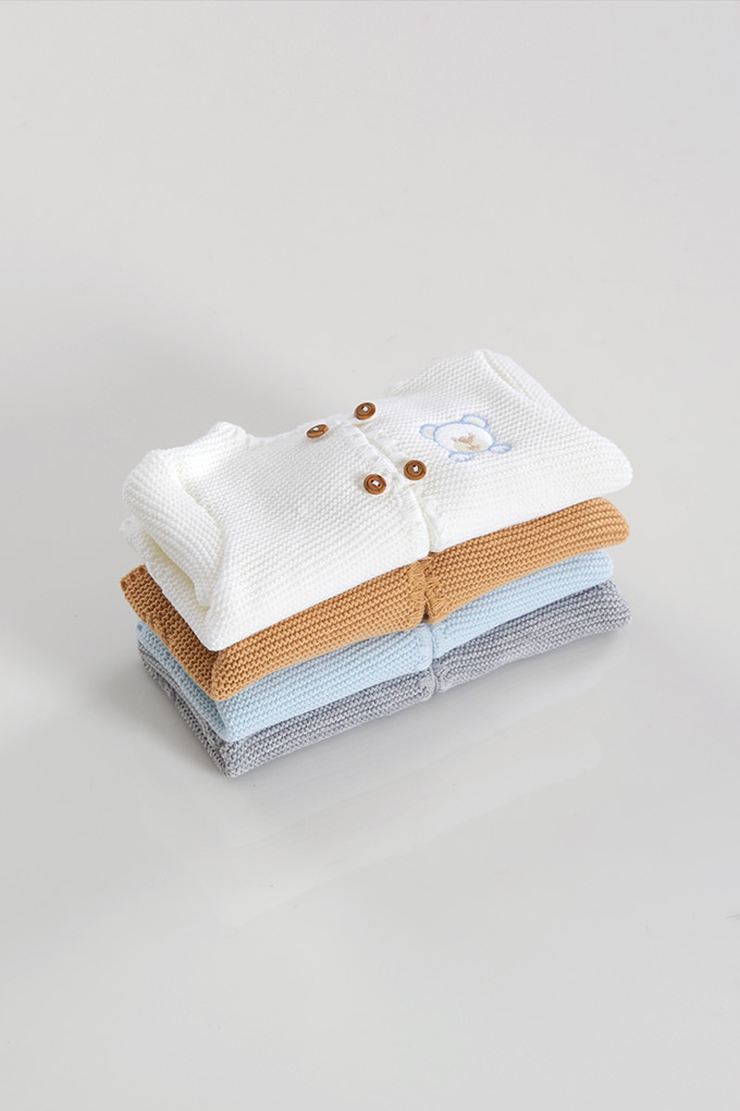 Bear Embroidered Knitted Baby Jacket