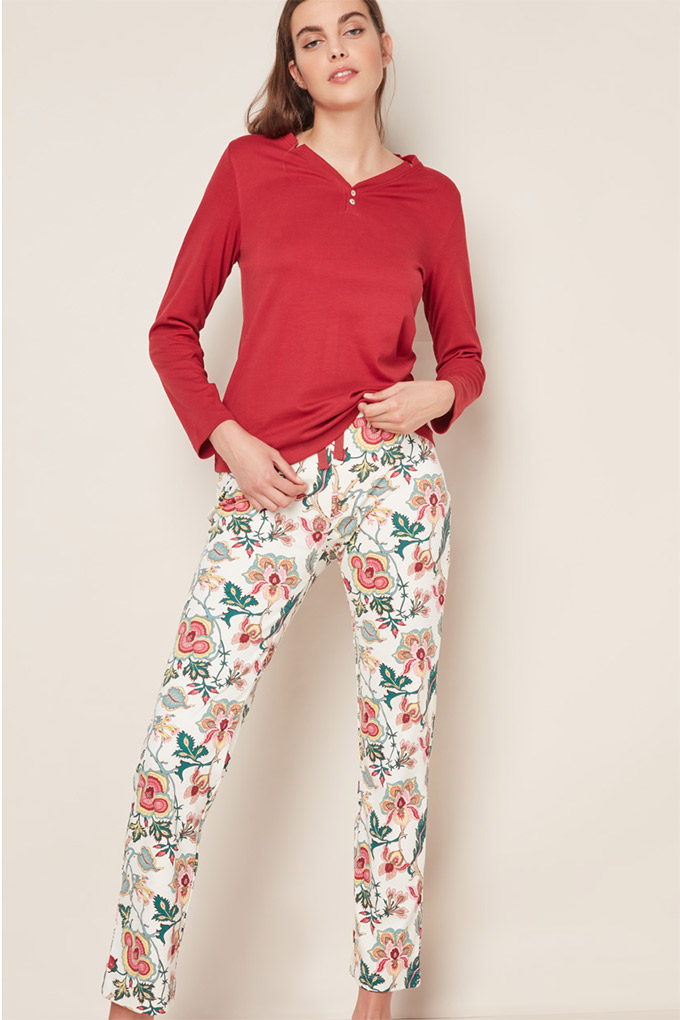 Flowers Woman Thermal Printed Pyjama Set