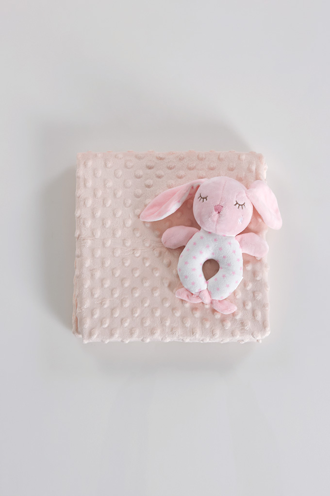 Bunny Ratler + Blanket Baby Set