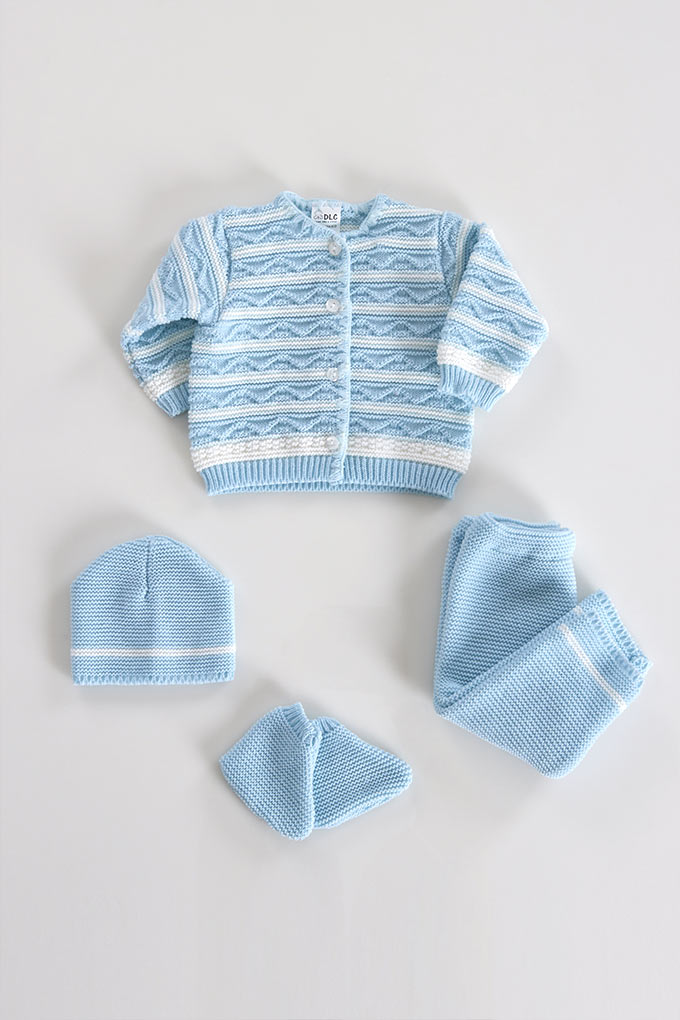 Knitted Stripes 4 Pieces Baby Set