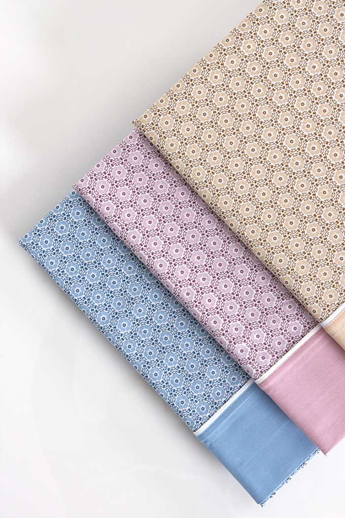 Milena/03 Printed Cotton Sheets Set w/ Fitted Sheet