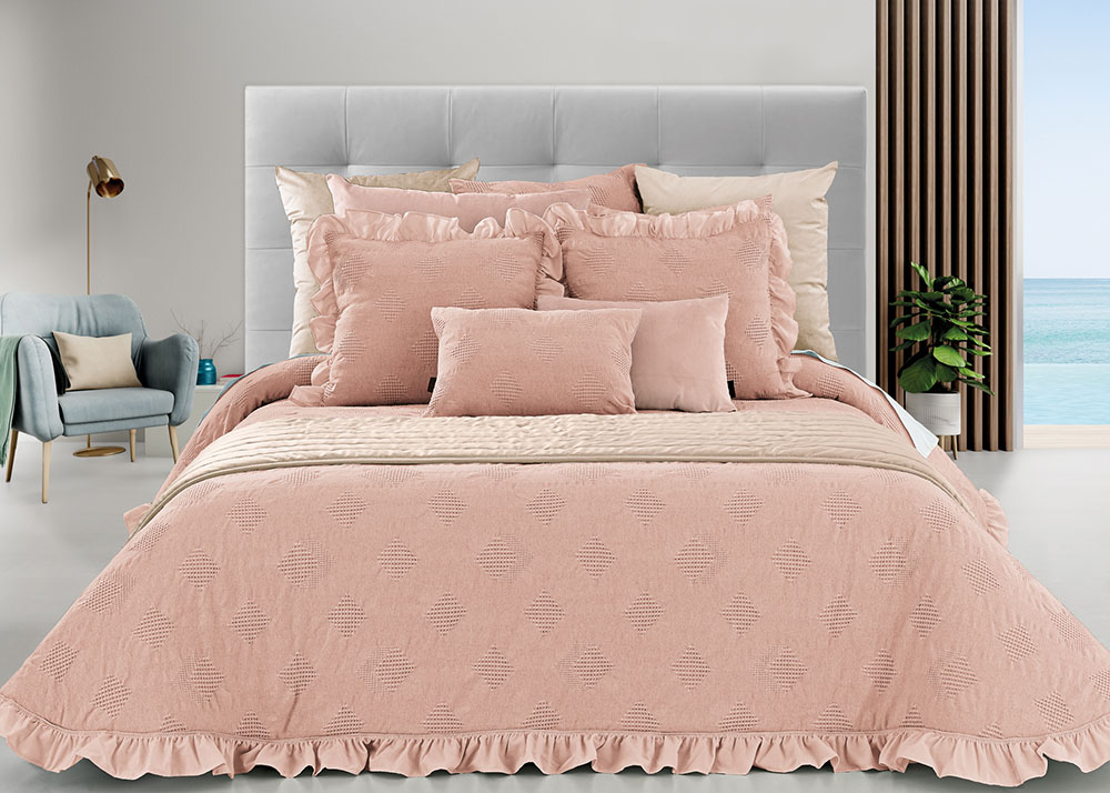 Cairo Stone Washed Quilted Bedspread w/ Frill