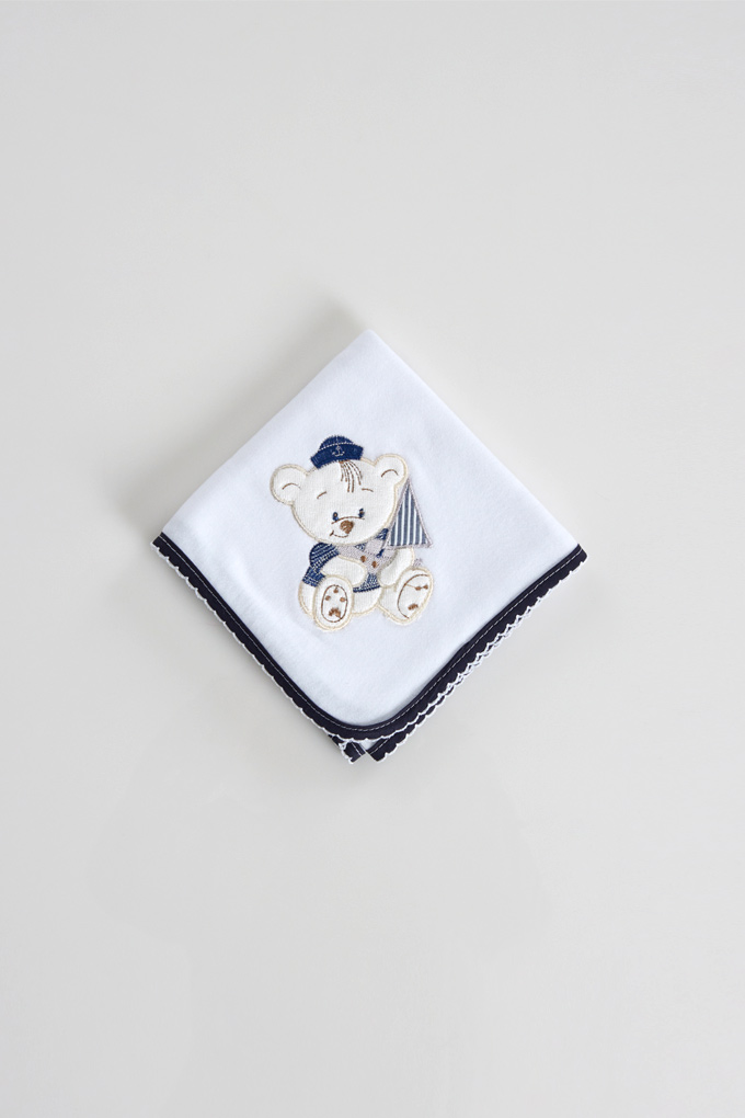 Sailor Bear Embroidered Burp Cloth