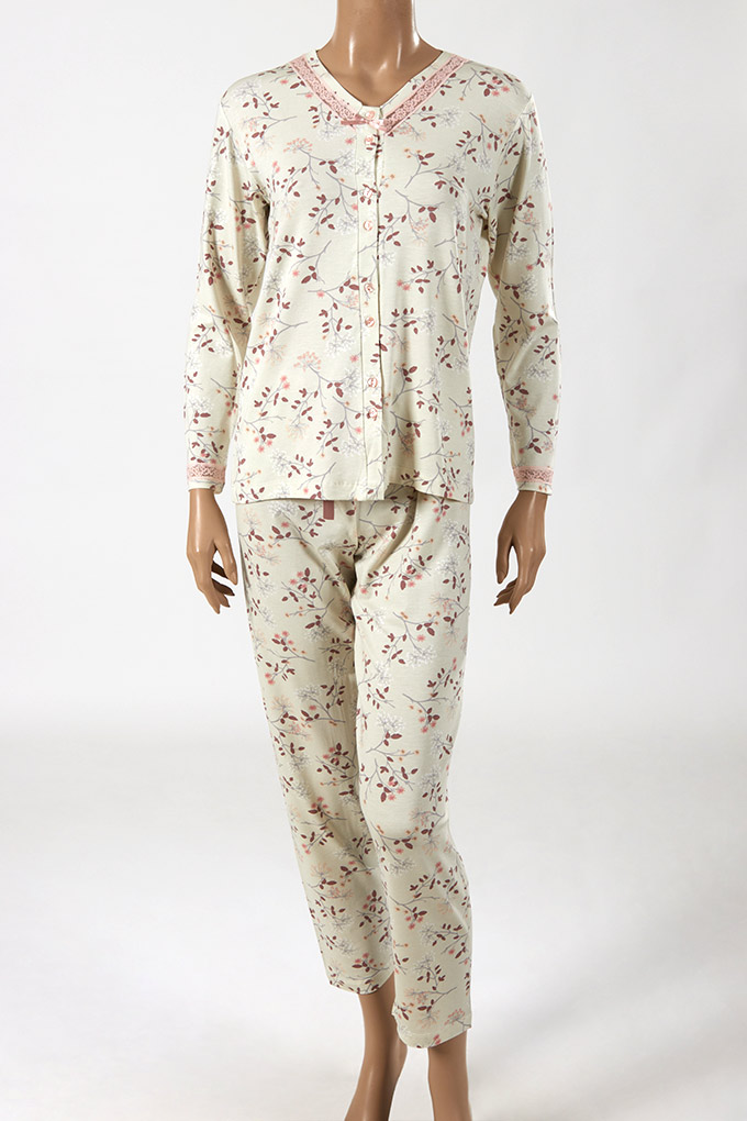 Woman Printed Jacket Pyjama Set