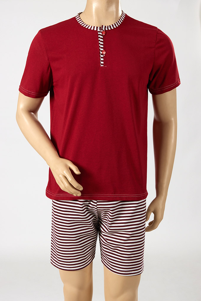 Man Stripes Printed Short Sleeve Pyjama Set