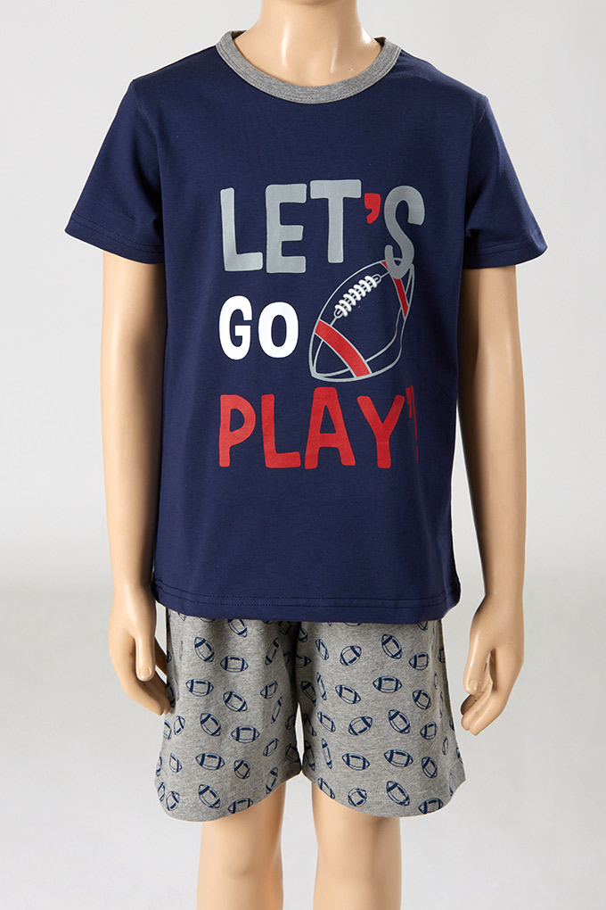 Lets Go Play Boy Printed Short Sleeve Pyjama Set
