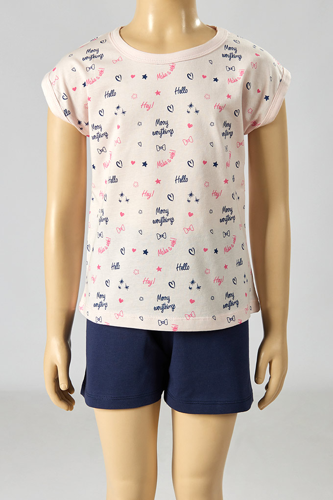 Make A Wish Girl Printed Short Sleeve Pyjama Set