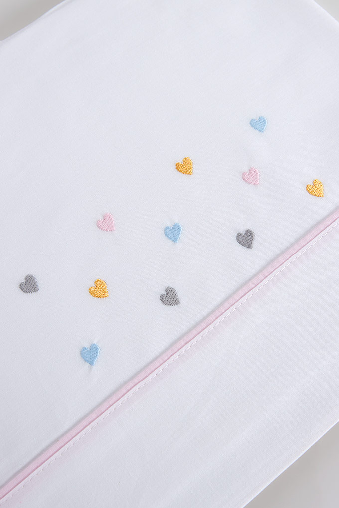 Colorful Hearts Embroidered Cotton Baby Sheets Set