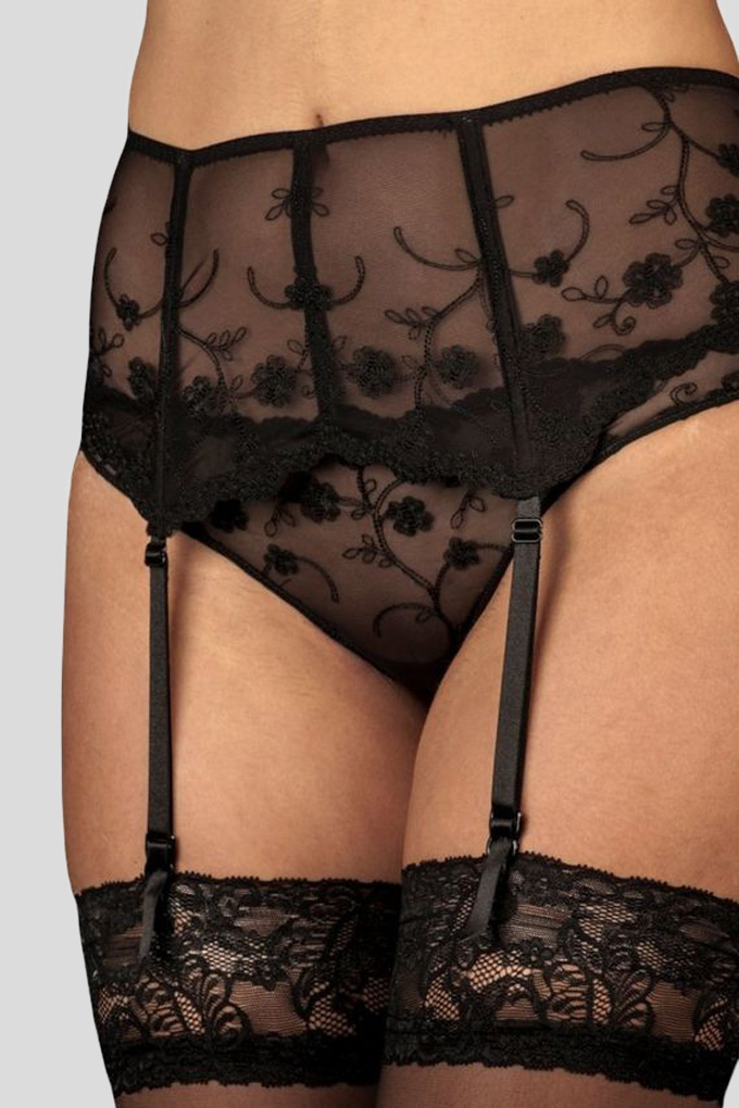 Woman Embroidered Nuptial Suspender Belt