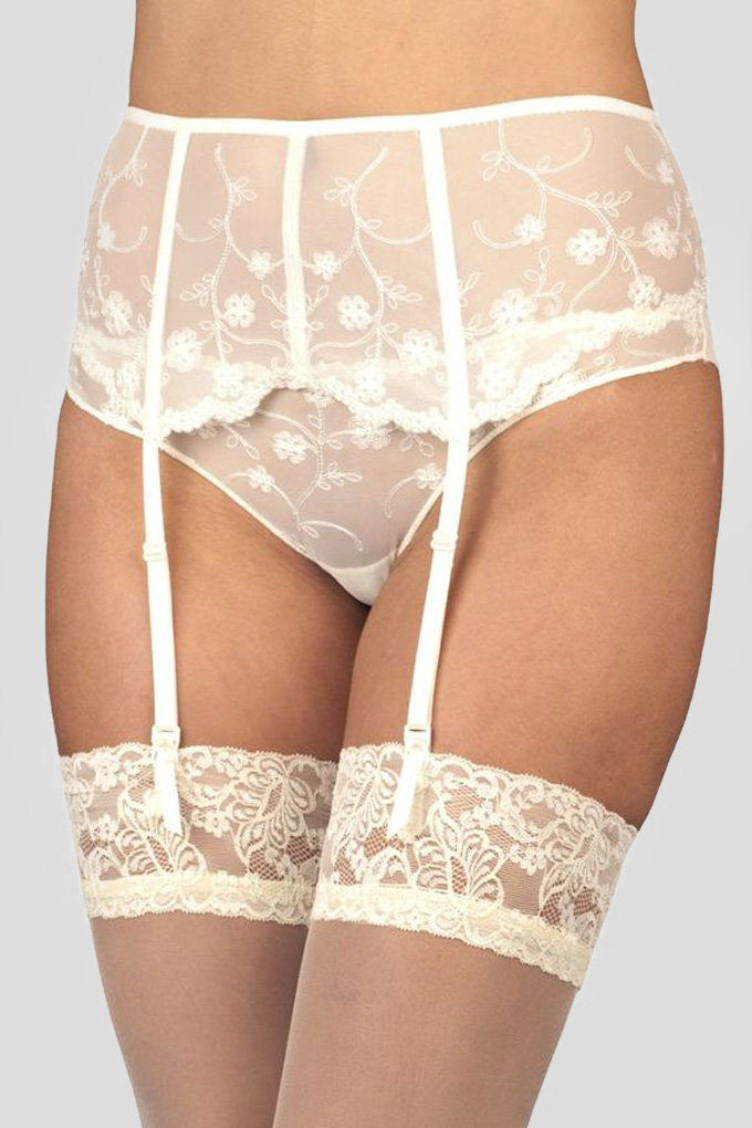 Woman Embroidered Nuptial Suspender Belt