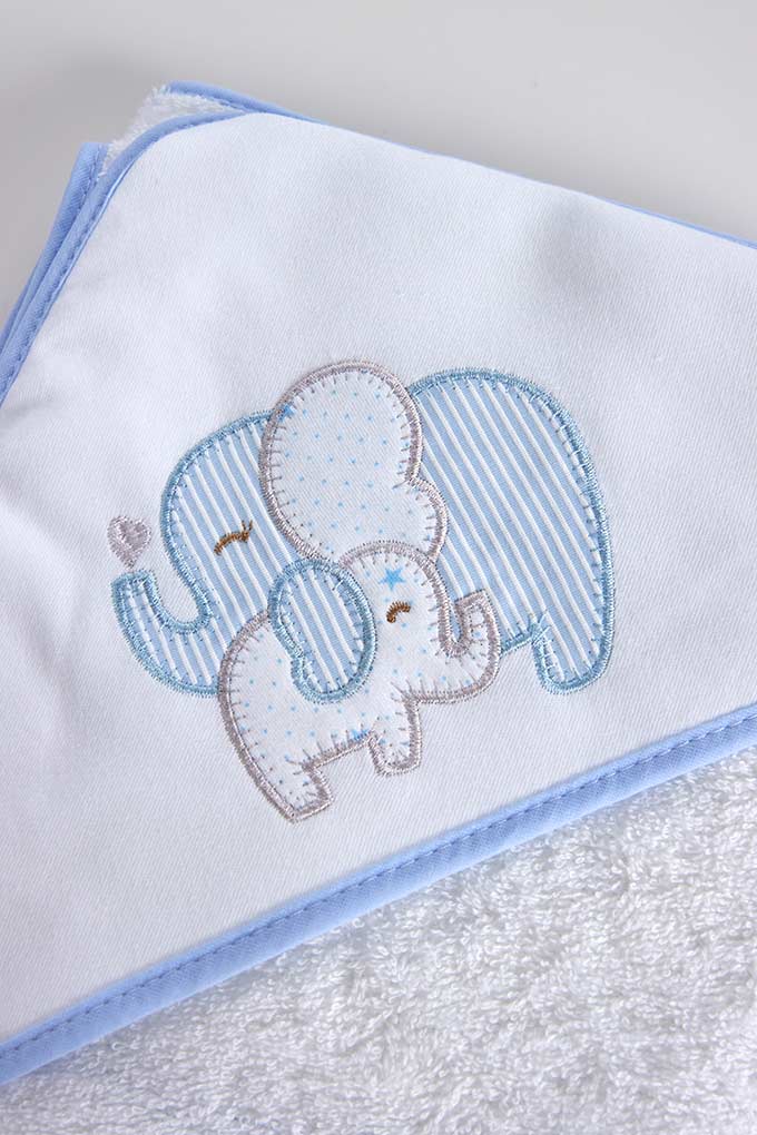 Elephant Family Embroidered Baby Towel