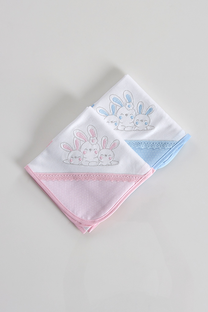3 Bunnies Embroidered Burp Cloth