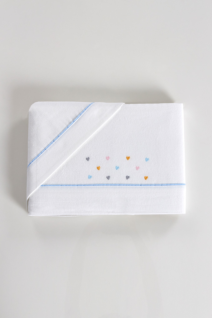 Colorful Hearts Flannel Embroidered Baby Sheets Set