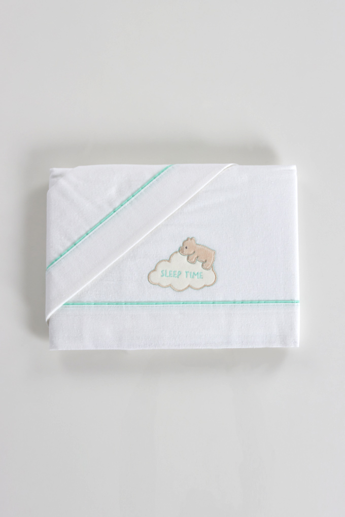 Sleep Time Embroidered Flannel Baby Sheets Set