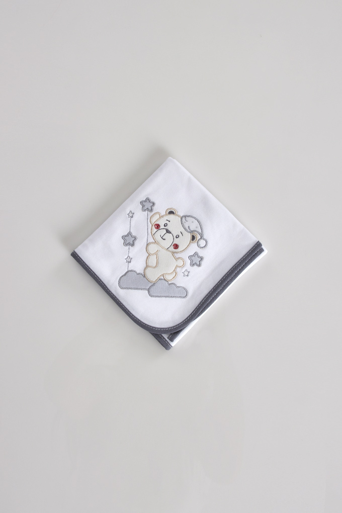 Seepy Bear Embroidered Burp Cloth