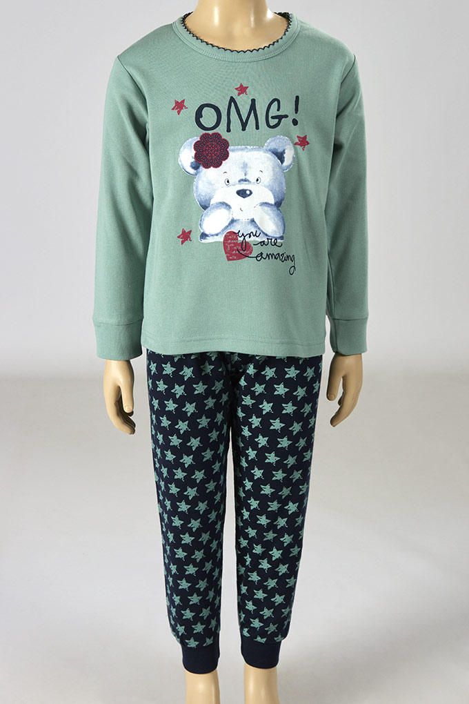 Pijama Estampado Cardado Menina OMG_1
