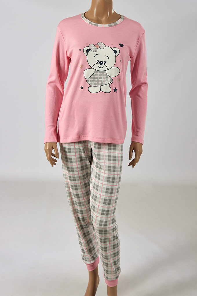 Pijama Estampado Cardado Senhora Urso_1