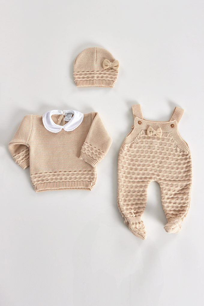 439 3 Pieces Knitted Baby Set w/ Bow