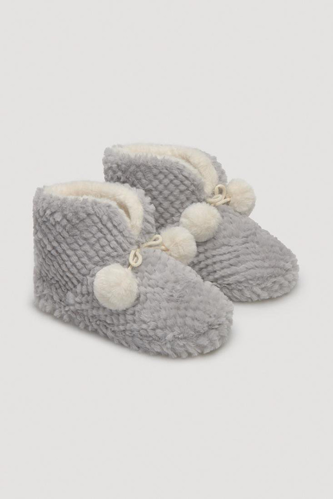 Woman Coral Slipper Boots w/ Pompons