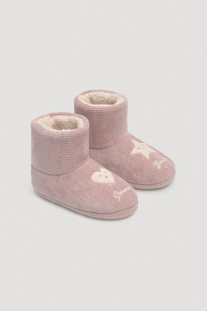 Heart/Star Girl Chenille Slippers Boots
