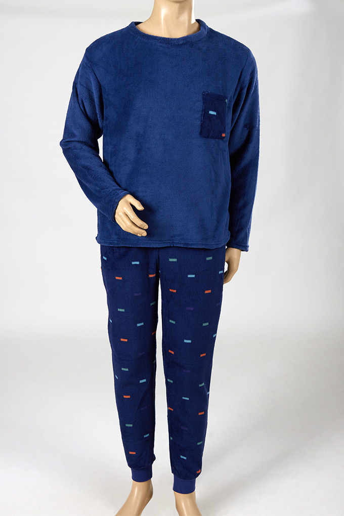 Man Coral Printed Pyjama Set w/ Pocket