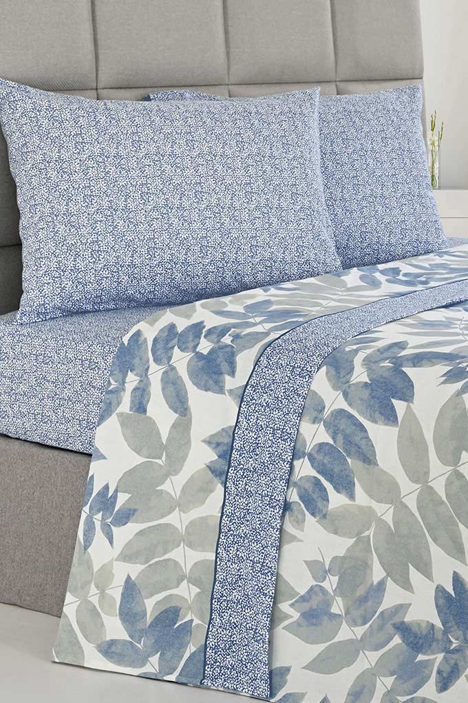 Leaves Flannel Sheets Set w/ Fitted Sheet