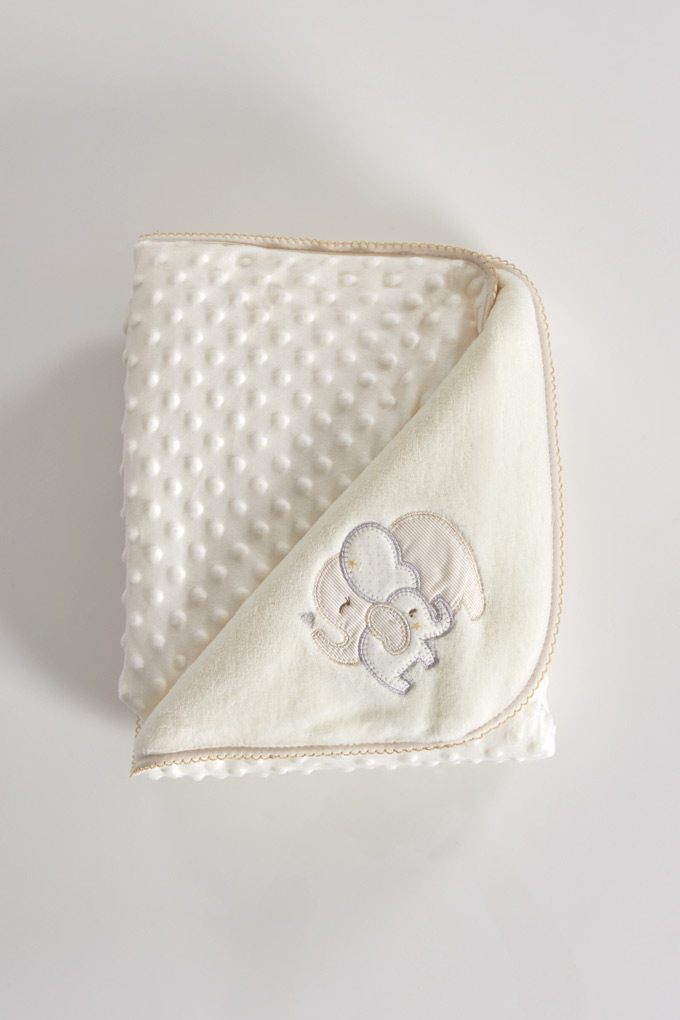 Elephant Family Embroidered Bubble Baby Blanket