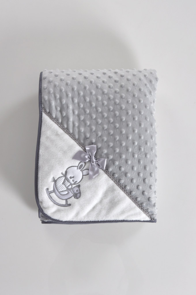 Bunny Embroidered Bubble Baby Blanket