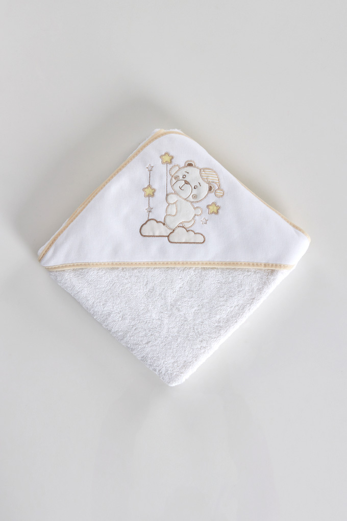 Sleepy Bear Embroidered Baby Towel