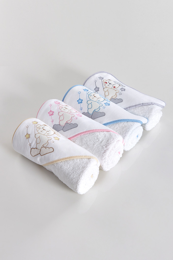 Sleepy Bear Embroidered Baby Towel