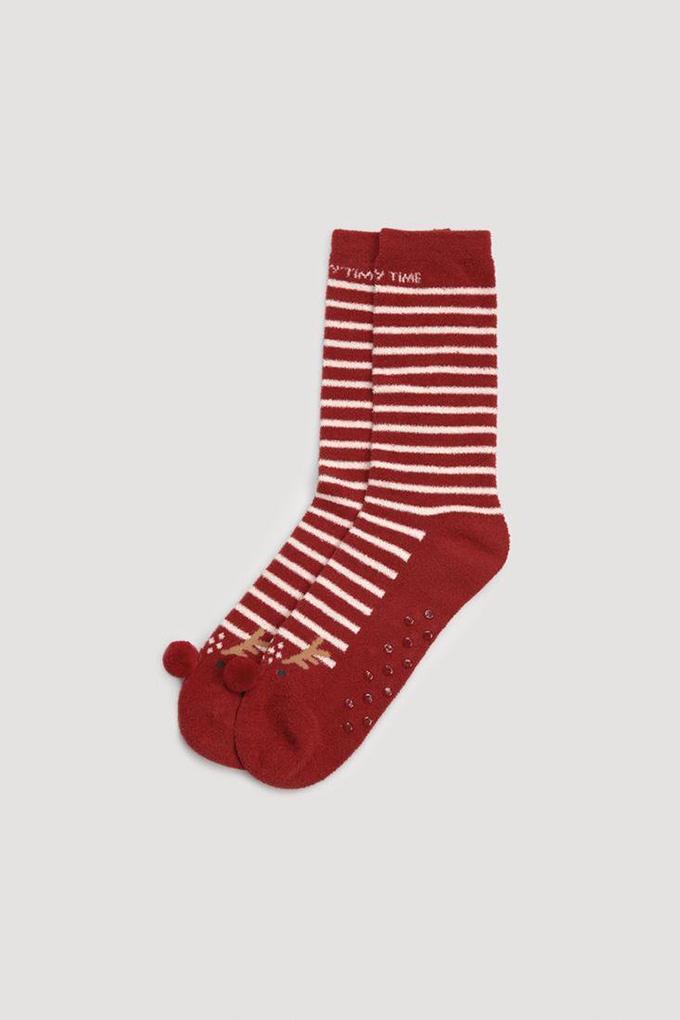 Man Non-Slip Socks Reindeer w/ Pompom