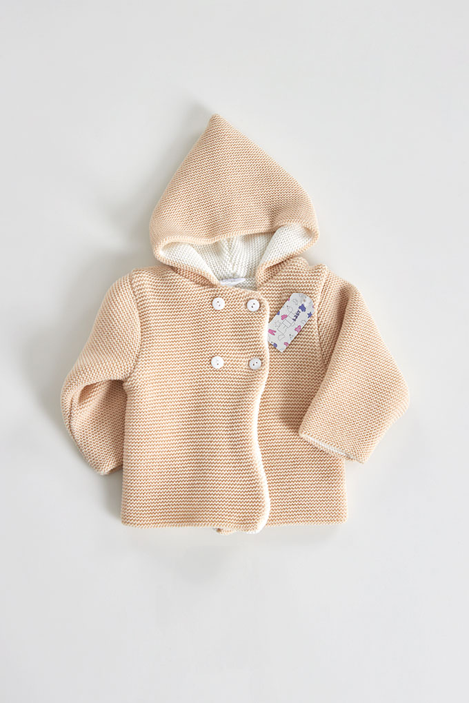 Knitted Baby Jacket w/ Double Hoodie