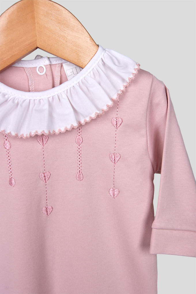Girl Embroidered Chest Cotton Babygrow