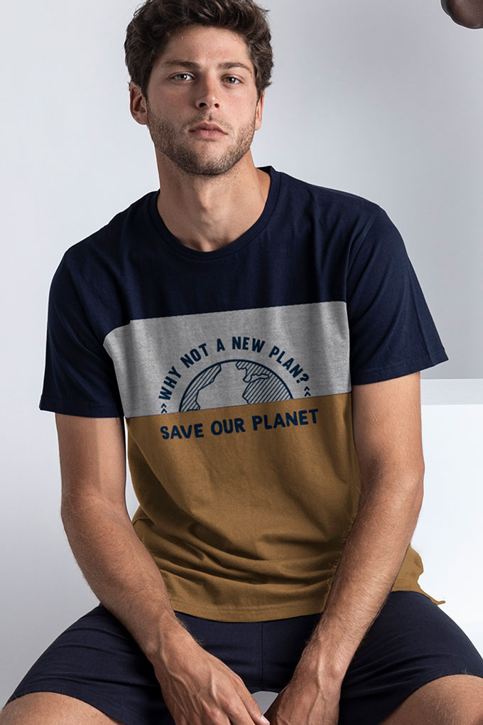 Pijama Estampado Manga Curta Homem Save Our Planet