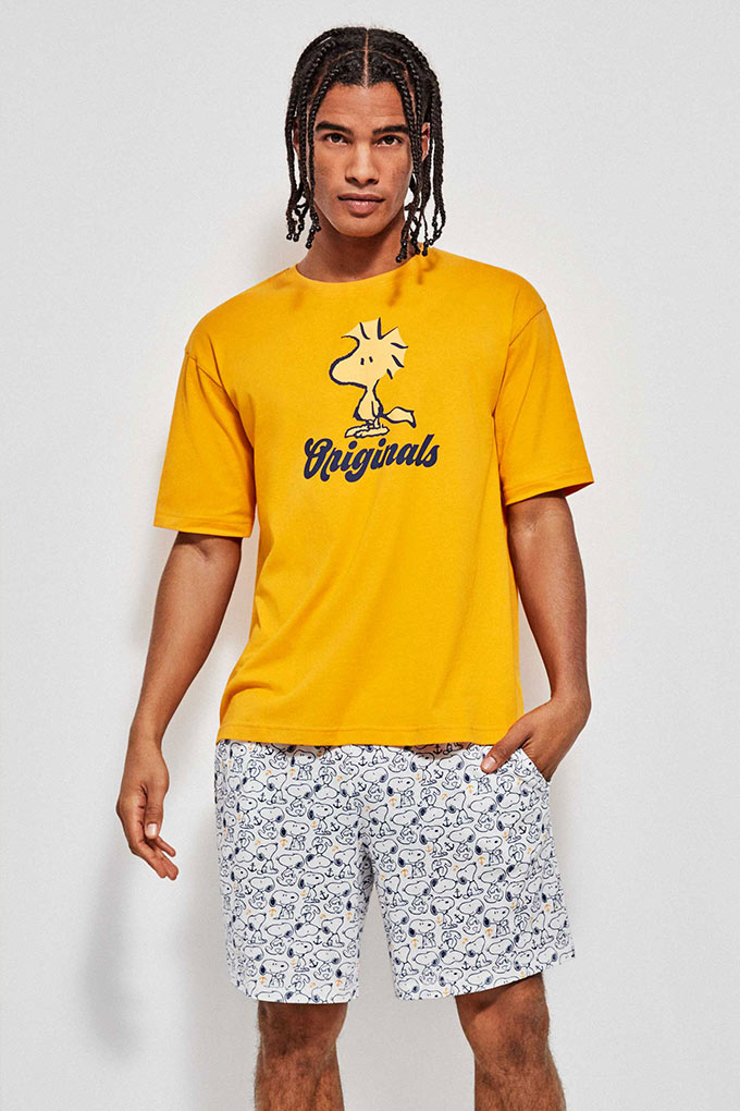 Snoopy Man Short Sleeve Printed Pyjama Set