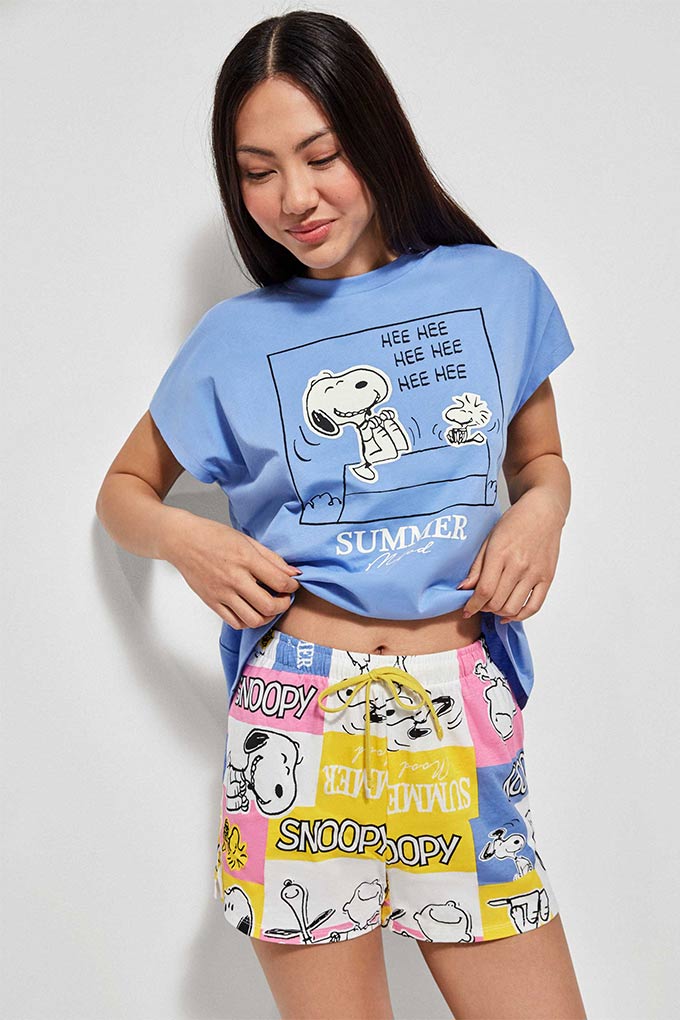 Pijama Estampado Manga Curta Senhora Snoopy Summer_3