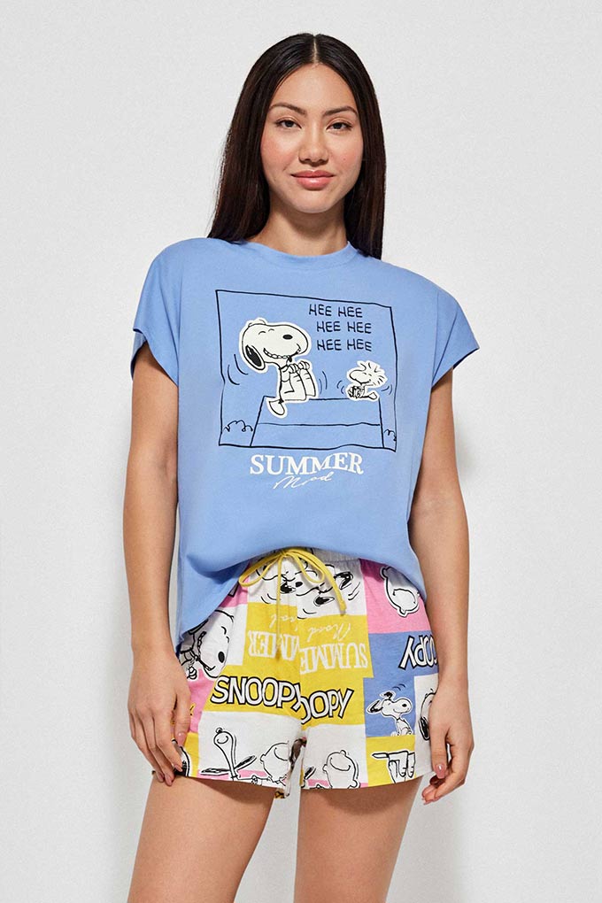 Pijama Estampado Manga Curta Senhora Snoopy Summer_4