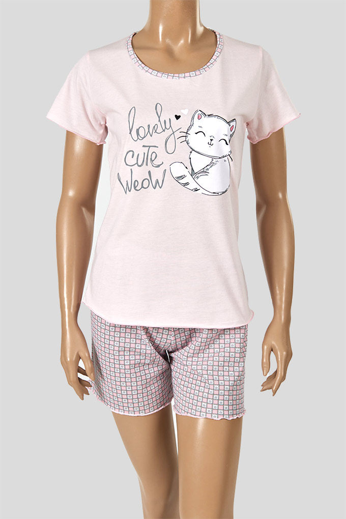 Weow Woman Printed Short Sleeve Pyjama Set